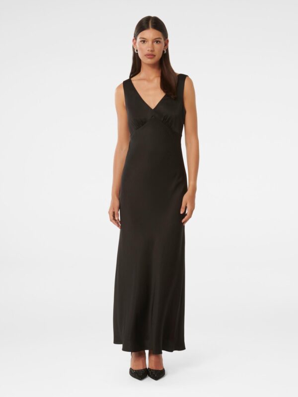 Cameron V Neck Satin Maxi Dres