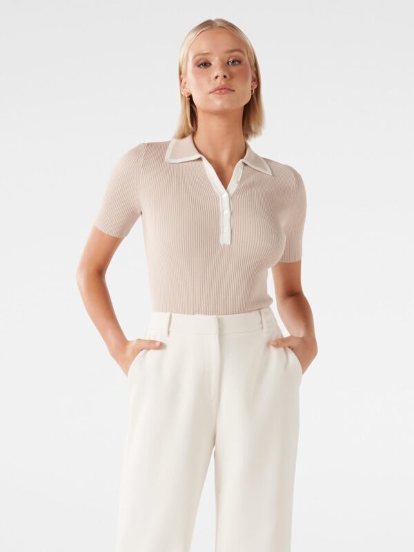 Jo Collar Knit Polo Top