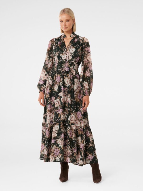 Kennedy Shirred Collar Midi Dr