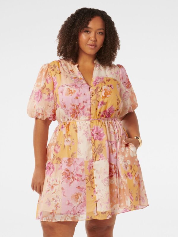 Loanna Curve Puff Sleeve Mini