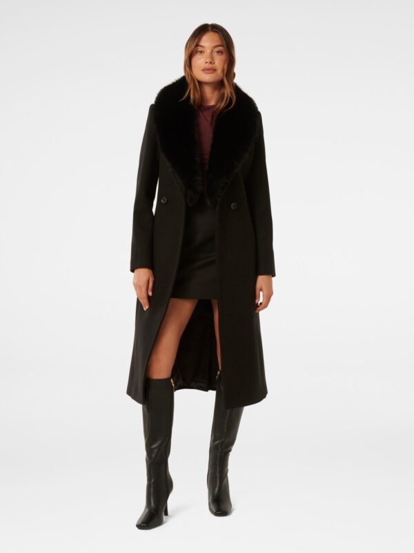 Monica Fur Collar Wrap Coat