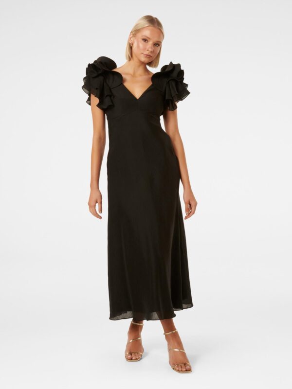Rylie Ruffle Shoulder Midi Dre